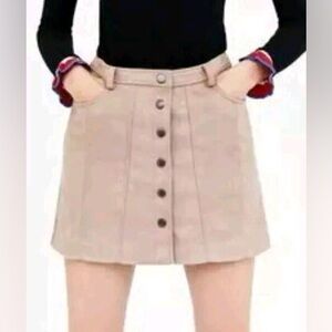 NWOT Zara TRF Button-Front Light Brown Faux Suede Mini Skirt - size Small